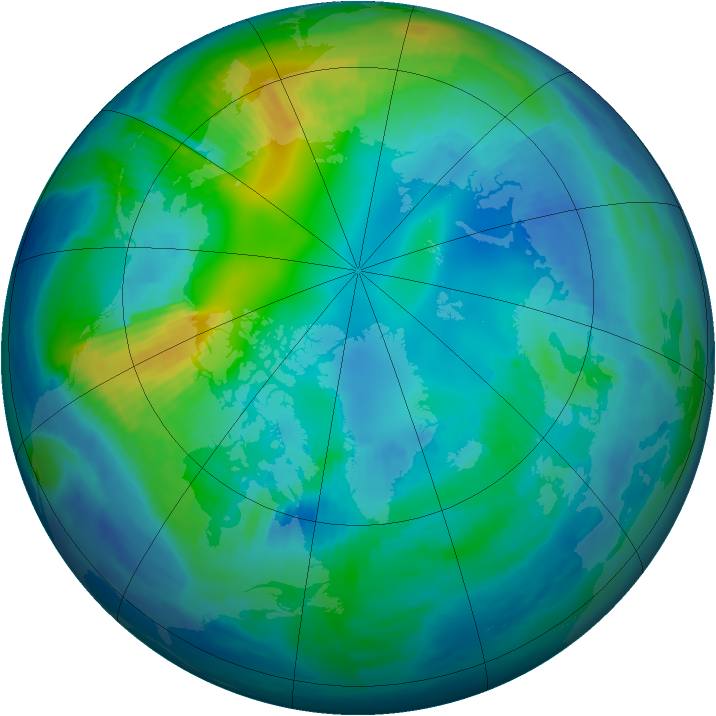 Arctic ozone map for 28 October 1996